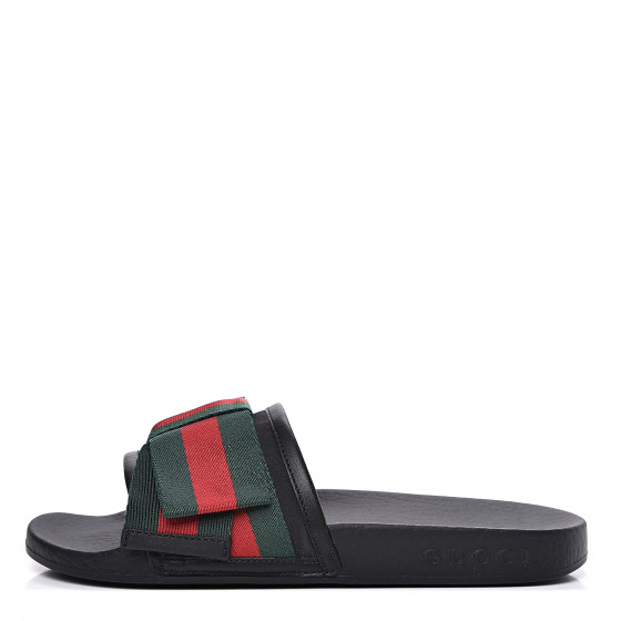 gucci satin slide with web bow