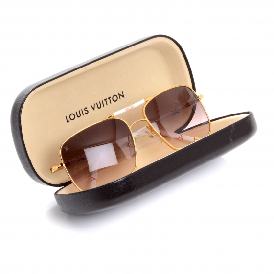 LOUIS VUITTON Multicolor Conspiration Pilote Aviator Sunglasses Gold 47208