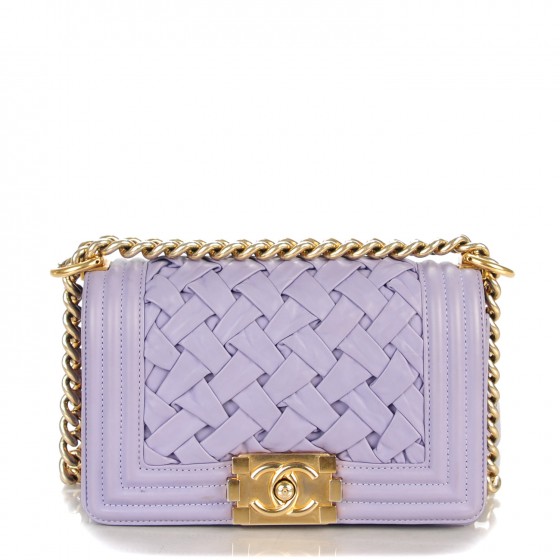 chanel woven boy bag