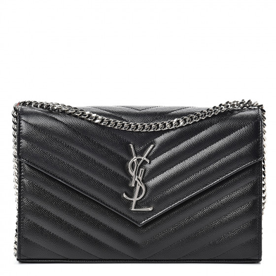 grain de poudre matelasse chevron monogram chain wallet black