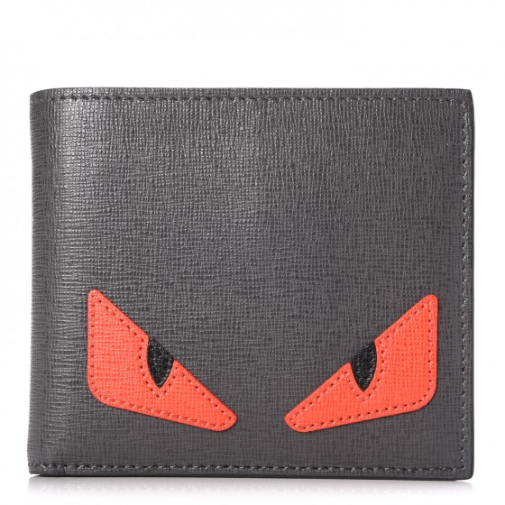 FENDI Vitello Elite Monster Eyes Wallet Black Asphalt Poppy 272901