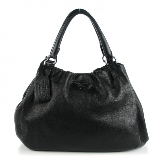 PRADA Cervo Deerskin Shoulder Bag Nero Black 136339