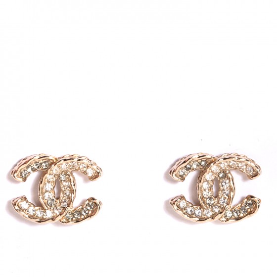 CHANEL Crystal CC Earrings Gold 97231