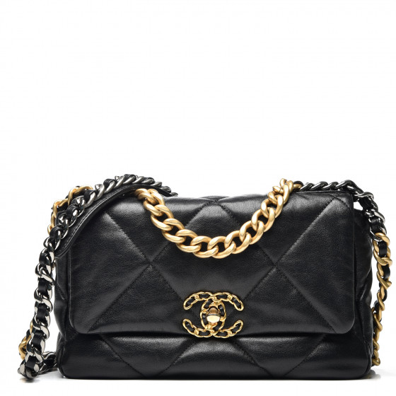 goatskin quilted medium chanel 19 flap black