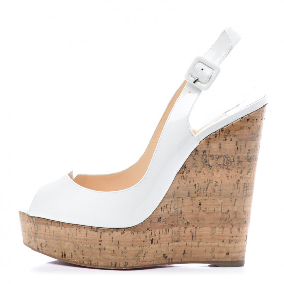white and cork wedges