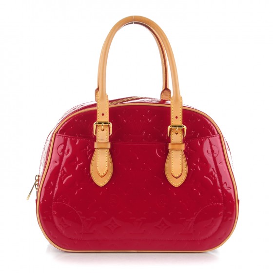 LOUIS VUITTON Vernis Alma MM Pomme D'Amour Red Patent Leather Tote Bag  + Strap