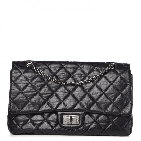 CHANEL Aged Calfskin Quilted 2.55 Reissue 227 Flap Black 306172 ...