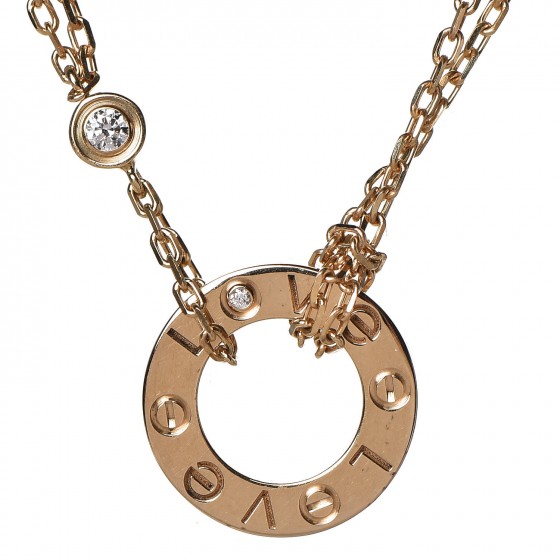 CARTIER 18K Yellow Gold 2 Diamond LOVE Necklace 249230 | FASHIONPHILE