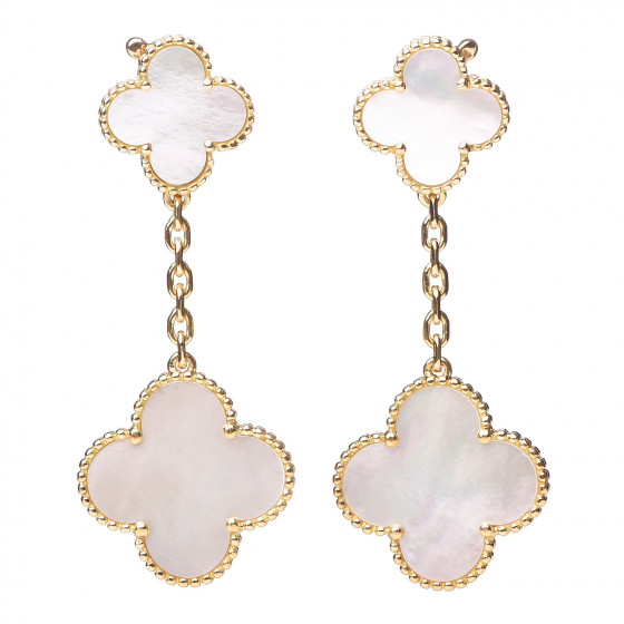 VAN CLEEF & ARPELS 18K Yellow Gold Mother of Pearl Magic Alhambra 2 ...