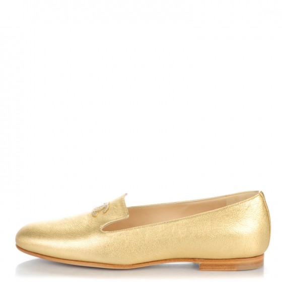 chanel gold loafers