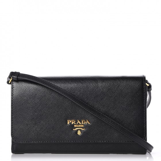 prada saffiano chain crossbody wallet