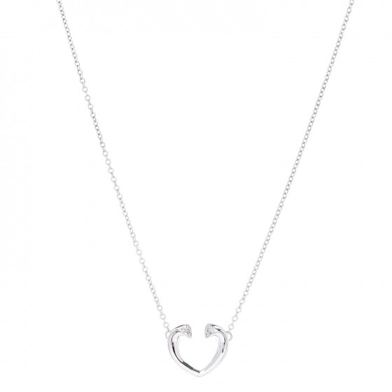 TIFFANY 18K White Gold Diamond Paloma Picasso Tenderness Heart Pendant ...