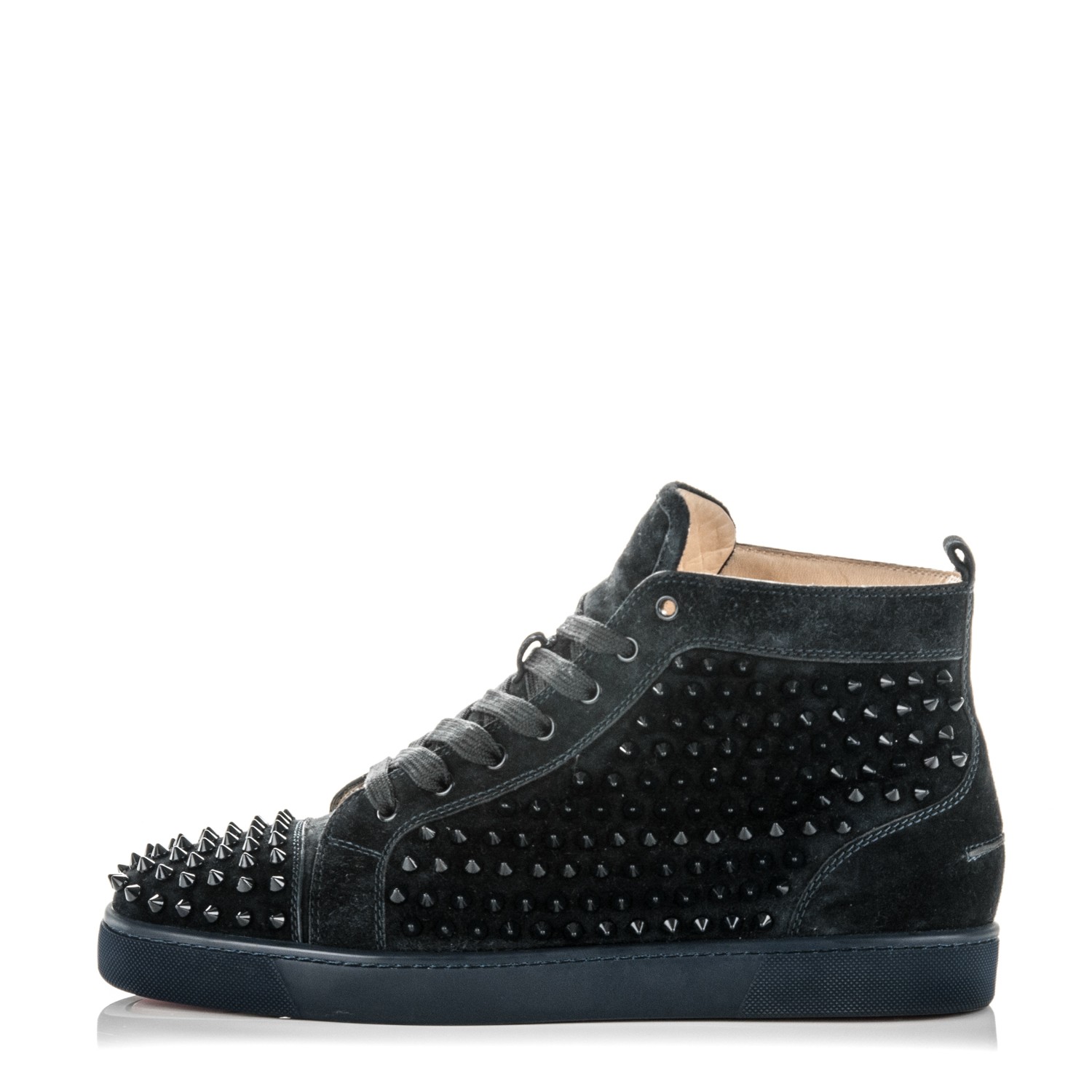 CHRISTIAN LOUBOUTIN Mens Suede Louis Spikes Flat Sneakers 45 Nuit 177919