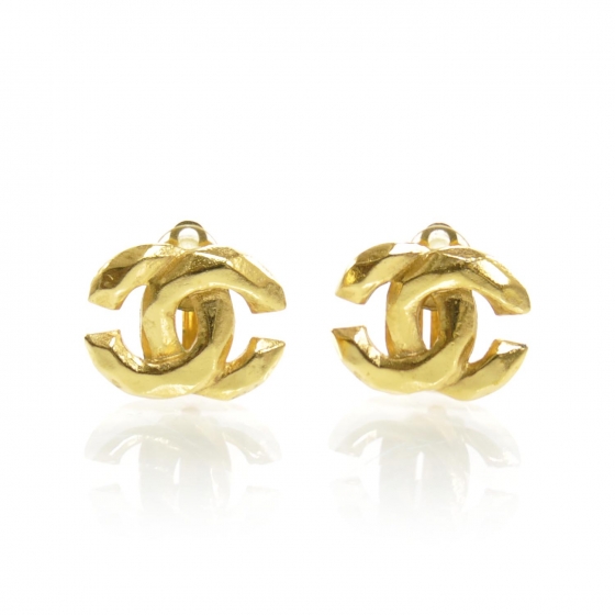 CHANEL CC Clip On Earrings Gold 25680