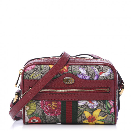 gucci ophidia gg flora mini bag in red