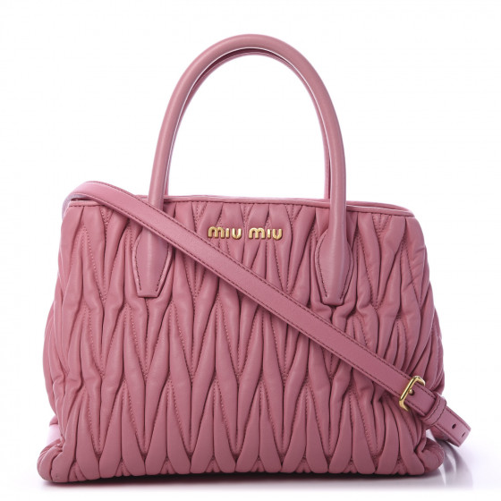 miu sassy matelassé nappa leather handbag