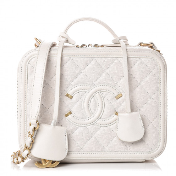 chanel caviar quilted medium cc filigree vanity case