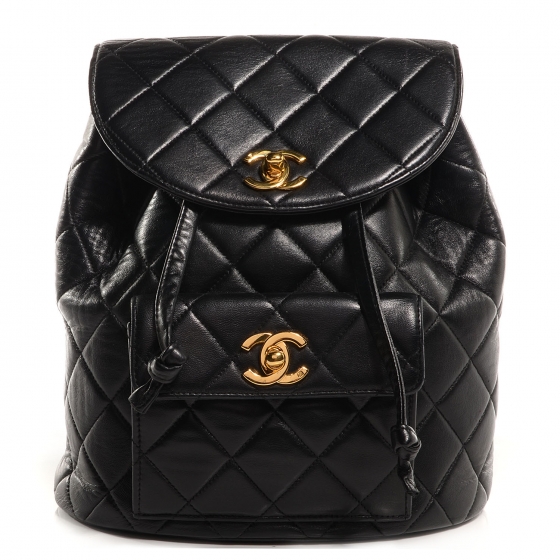 chanel black quilted backpack