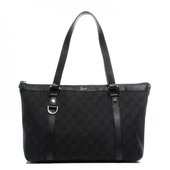 GUCCI Denim Monogram Medium Abbey Tote Black 99924