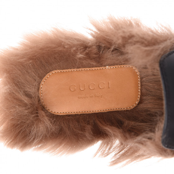 gucci fur slides women's