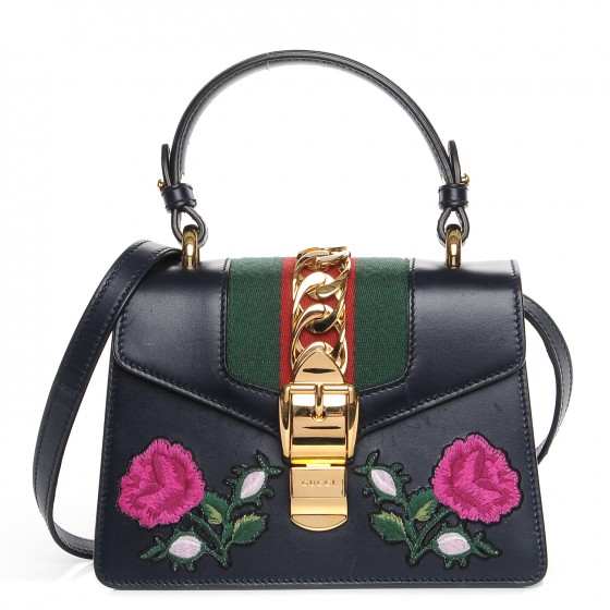 gucci sylvie embroidered mini bag