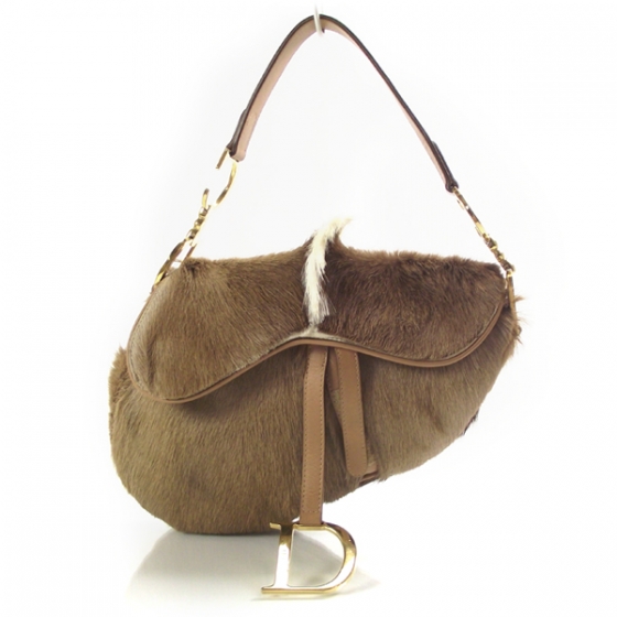 dior fur saddle bag