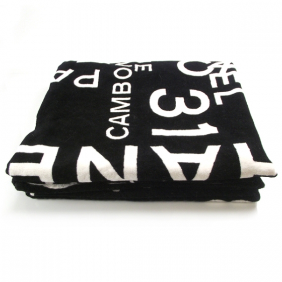 black white beach towel