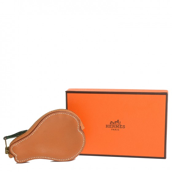 HERMES Natural Barenia Pear Coin Purse 111105