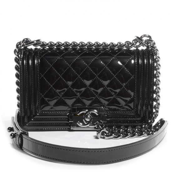 chanel patent boy bag