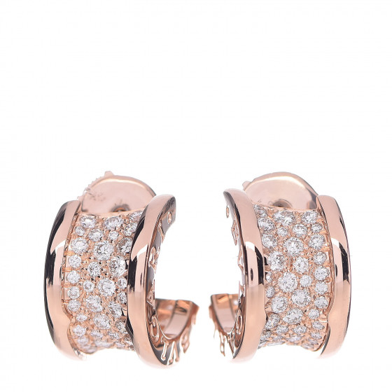 BULGARI 18K Rose Gold Diamond B.Zero1 Huggie Earrings 502332