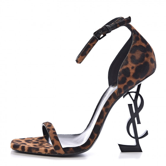 opyum leopard calf hair sandals