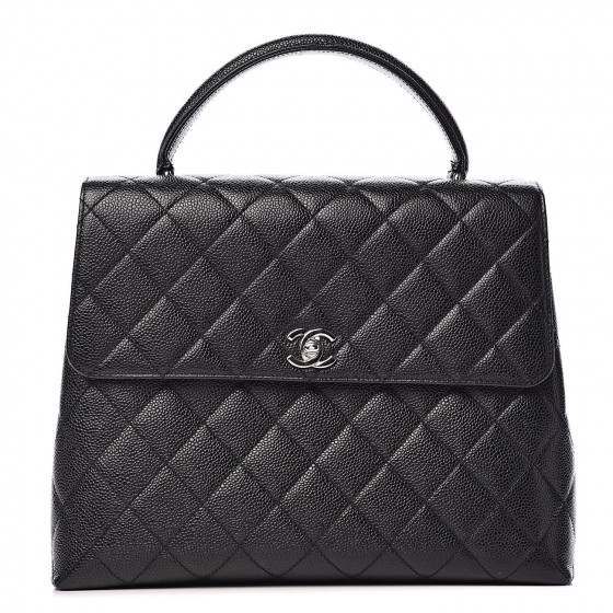 CHANEL Caviar Quilted Jumbo Kelly Flap Black 506791