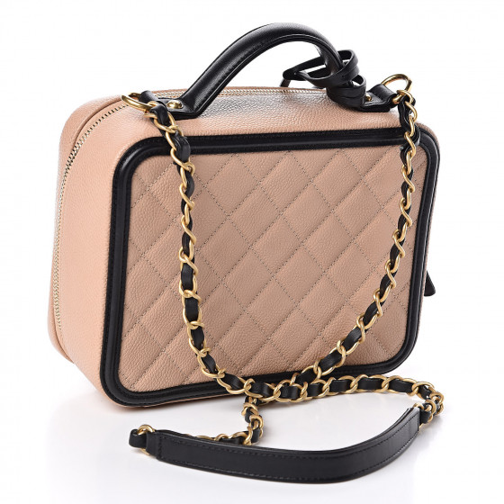 chanel caviar quilted medium cc filigree vanity case