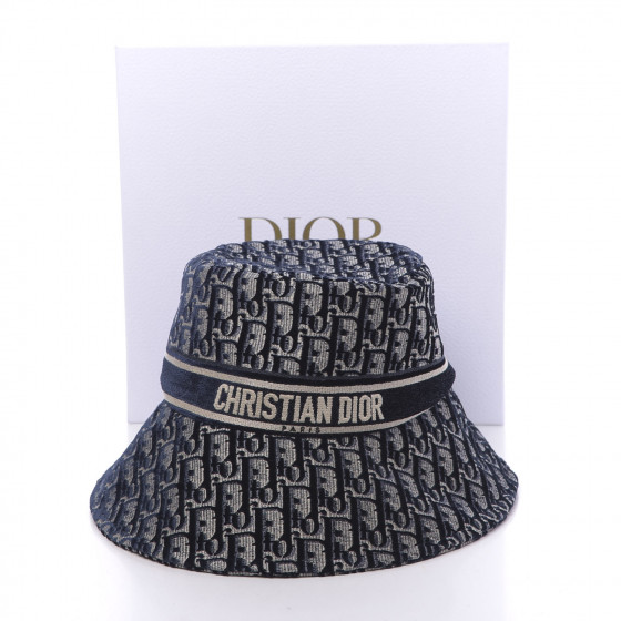 CHRISTIAN DIOR Velvet Oblique Large Brim Bucket Hat 58 Bleu Marine ...