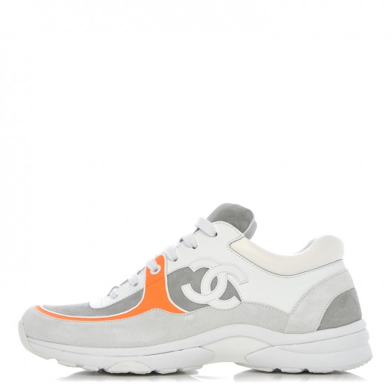 chanel white orange sneakers