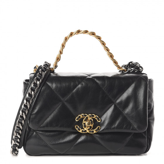 goatskin quilted medium chanel 19 flap black