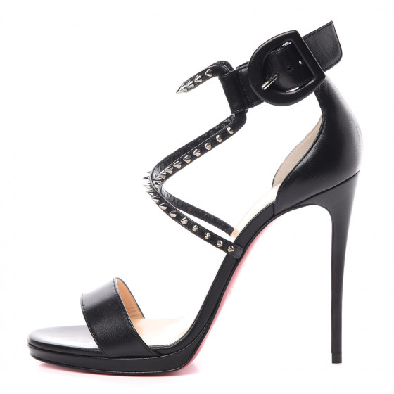 CHRISTIAN LOUBOUTIN Kid Choca Lux 120 Sandals 38.5 Black 612474 ...