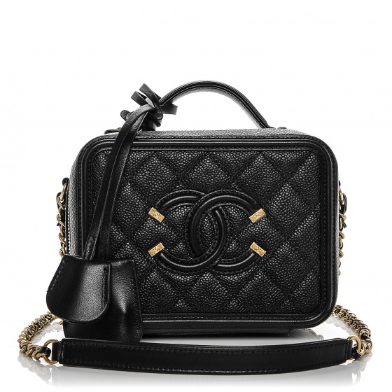 chanel caviar quilted small cc filigree vanity case