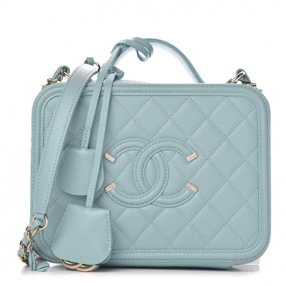 chanel caviar quilted medium cc filigree vanity case