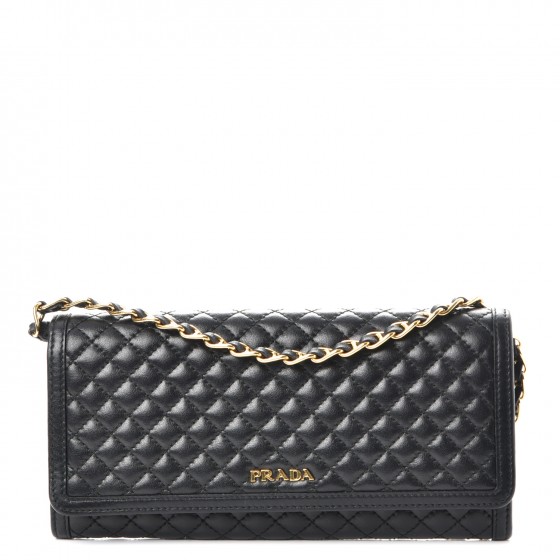 prada quilted wallet on chain