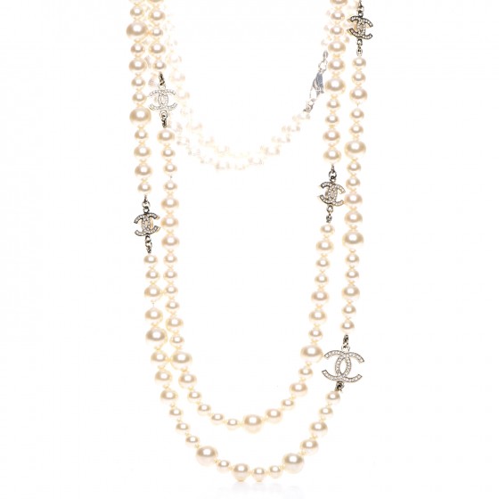 chanel double strand pearl necklace