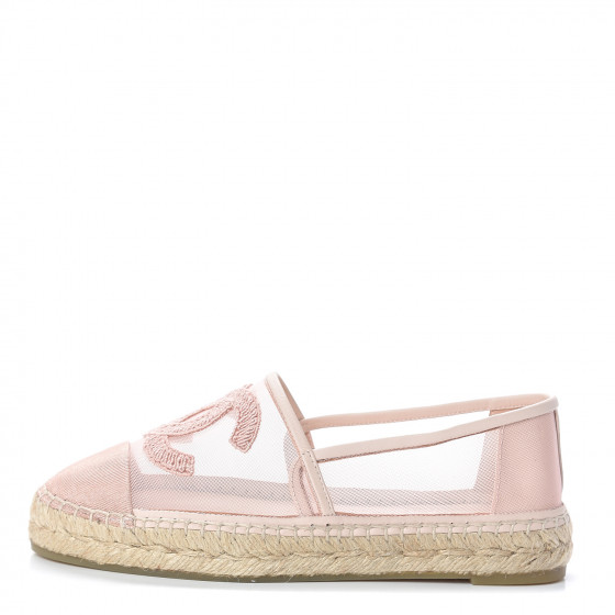 chanel pink mesh espadrilles