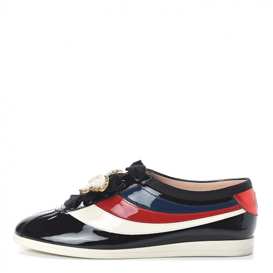 falacer patent leather sneaker with web