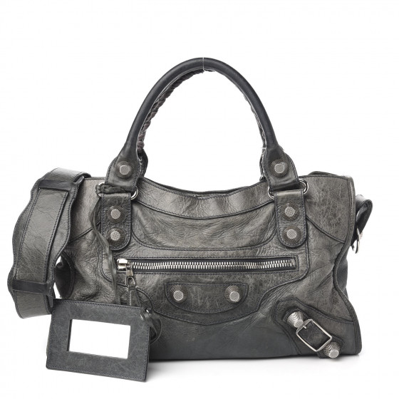 BALENCIAGA Agneau Giant 21 Silver Hardware Hardware City Grey 576999