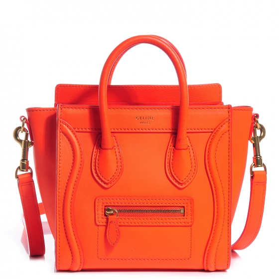 CELINE Smooth Calfskin Nano Luggage Bright Orange 83094