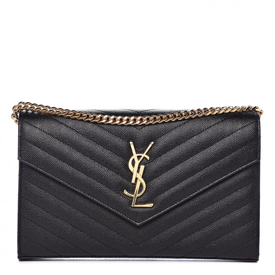 grain de poudre matelasse chevron monogram chain wallet black