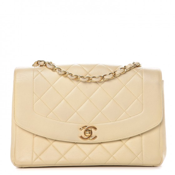 CHANEL Lambskin Quilted Small Single Flap Beige 341107