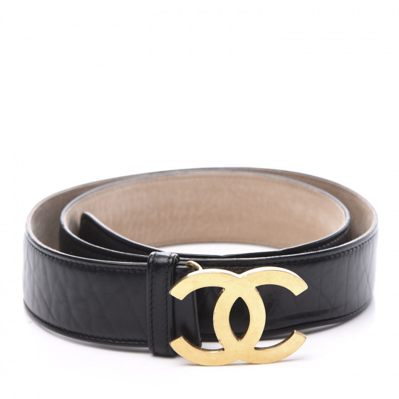 CHANEL Calfskin CC Belt 90 36 Black 560386