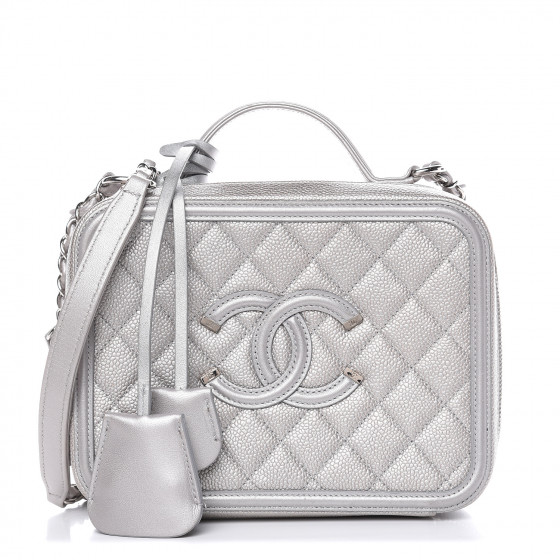 chanel caviar quilted medium cc filigree vanity case