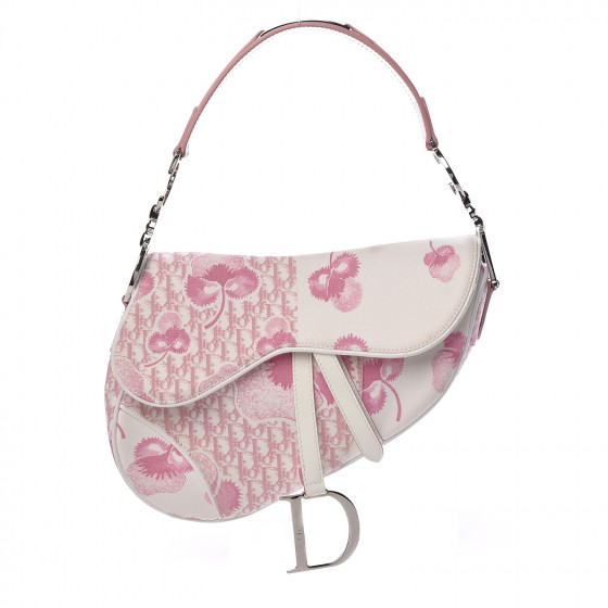 CHRISTIAN DIOR Monogram Floral Saddle Bag Pink 466733